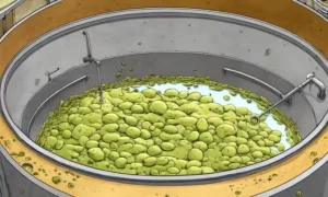 Microorganismos que prosperan entre las células de levadura en un tanque de fermentación.