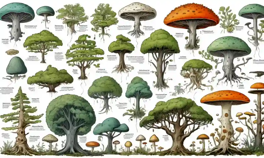 Un diagrama de árboles completo que ilustra las relaciones evolutivas entre las especies de hongos terrestres y acuáticos.