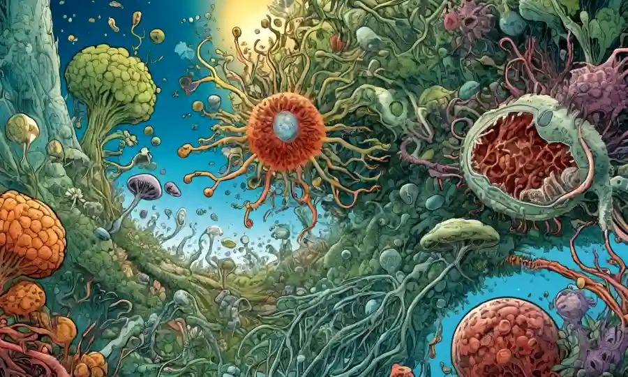 Organismos microscópicos que prosperan en nichos ambientales con caminos evolutivos interconectados.