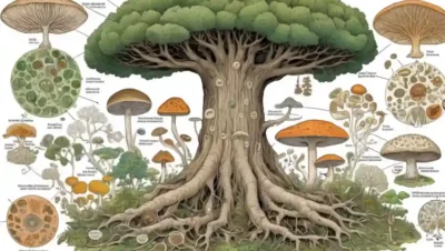 Un diagrama tipo árbol que ilustra las relaciones entre especies de hongos