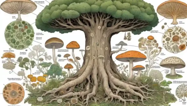 Un diagrama tipo árbol que ilustra las relaciones entre especies de hongos