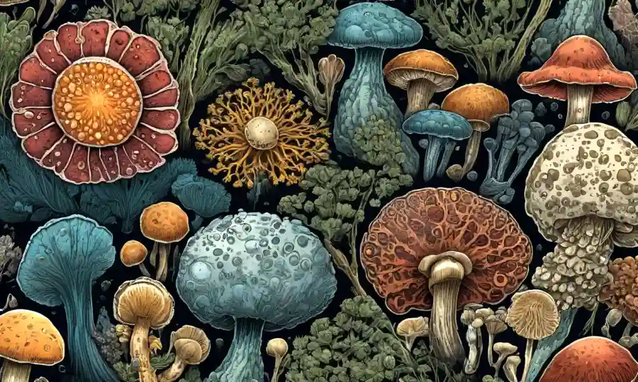 Imágenes microscopio de varias especies fúngicas.