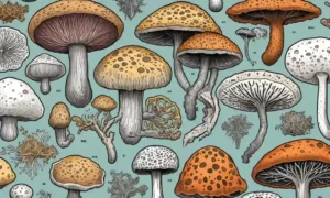Estructuras y diagramas de hongos microscópicos que ilustran conceptos de diversificación de especies.