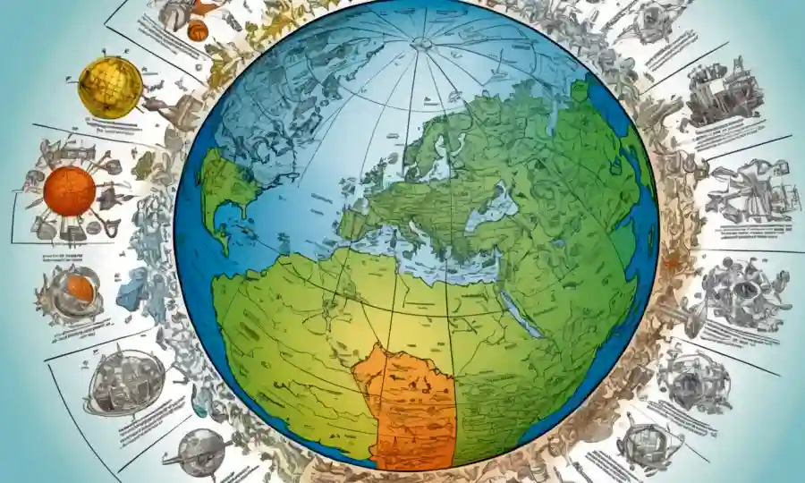 Un globo con diagramas taxonómicos y símbolos que lo superan, transmitiendo desafíos evolutivos.
