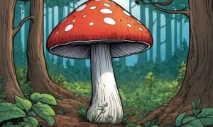 Un hongo que crece entre los árboles