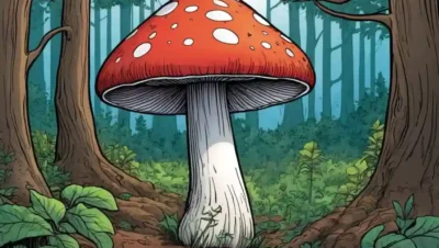 Un hongo que crece entre los árboles