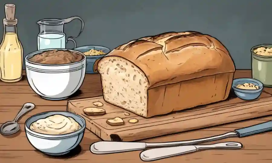 Un pan caliente de pan recién horneado en una tabla de madera