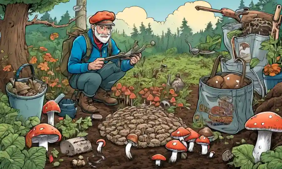 Persona cultivando hongos en una bolsa