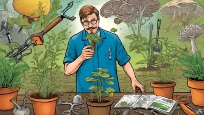 Un científico da una planta