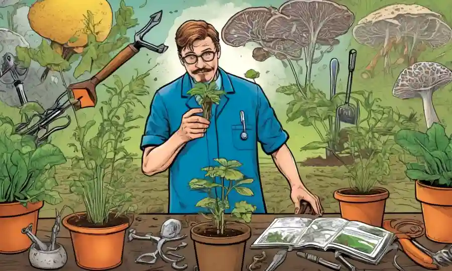 Un científico da una planta