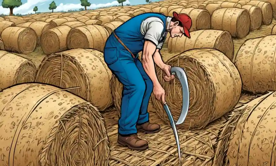 Un agricultor cuidadosamente inspeccionar y podar plantas fúngicas creciendo en paños.