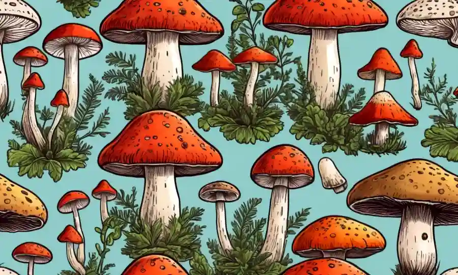 Diferentes tipos de hongos con ilustraciones de espaciamiento adecuado para el cultivo.