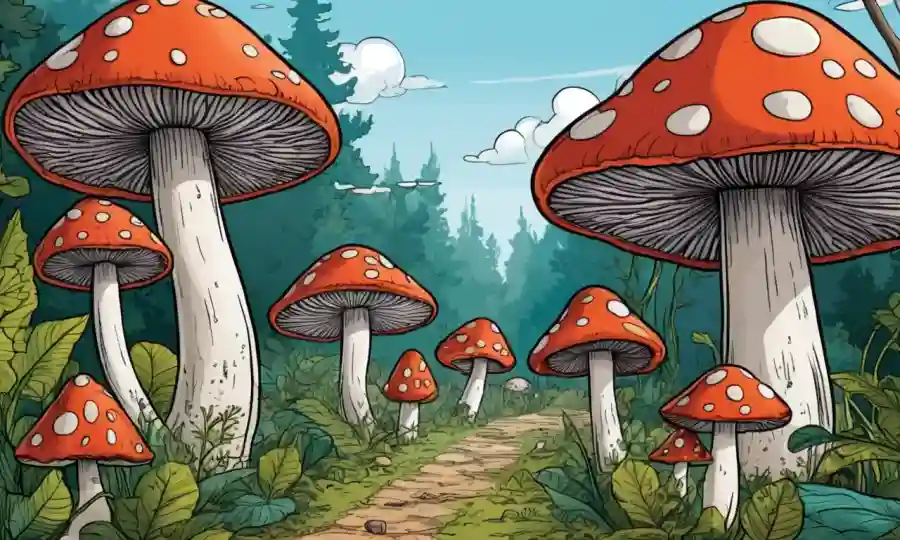 Setas creciendo en armonía con los ecosistemas naturales.