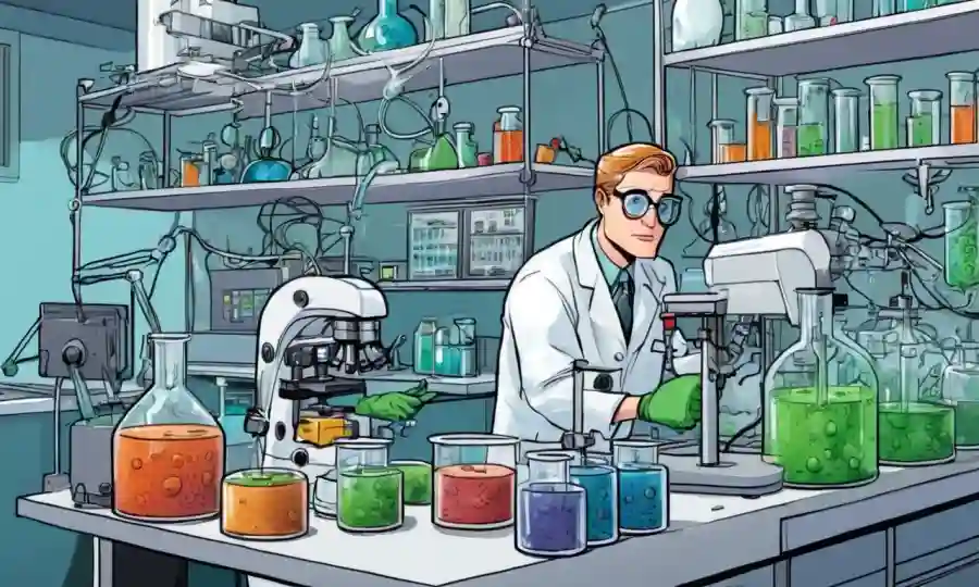 Científicos que cultivan y aislan microorganismos en un laboratorio, rodeados de equipos modernos.