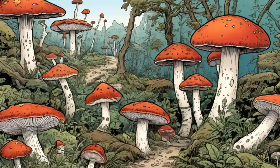Las ilustraciones de hongos e iconos culturales de todo el mundo.