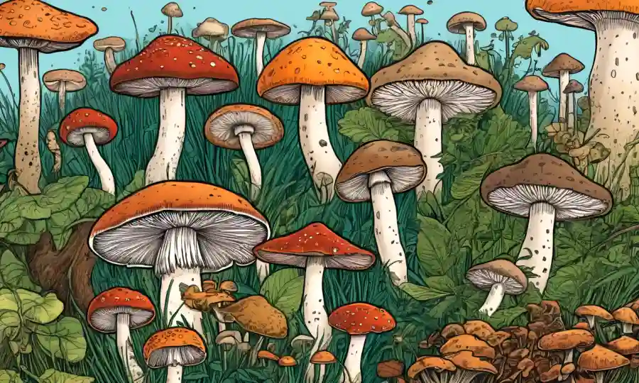 Imagen con varios tipos de hongos con capciones destacando sus aplicaciones de control biológico.