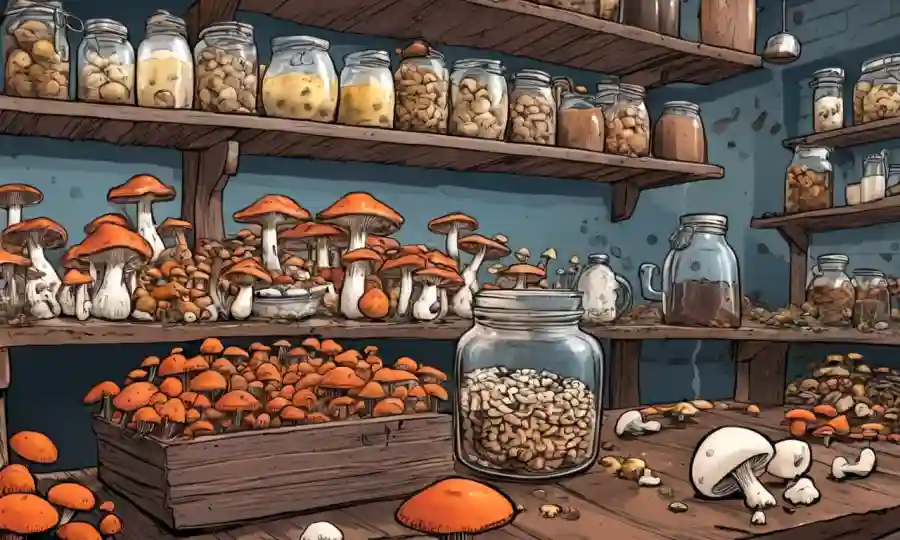 Se utilizan varios tipos de hongos para la fermentación en alimentos y bebidas, con un fondo borroso.
