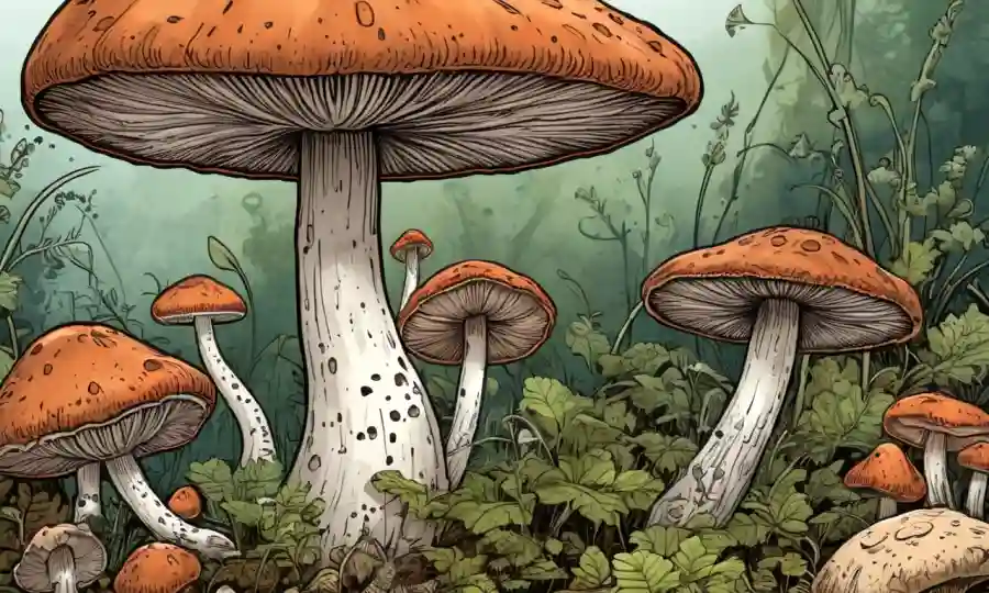 Macro tomas de varios hongos comunes creciendo naturalmente cerca de productos de fermentación.