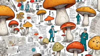 Setas ilustradas rodeadas de profesionales médicos con notas y diagramas.