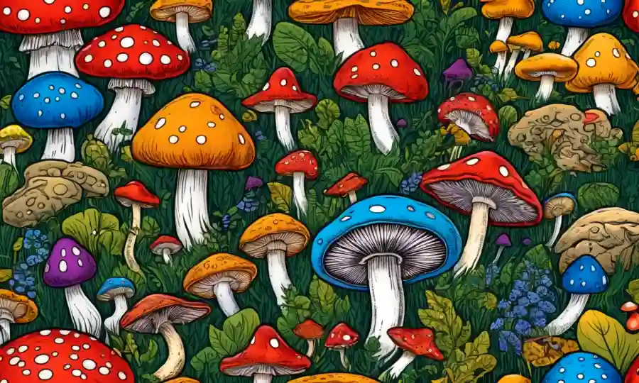 Un colorido conjunto de hongos