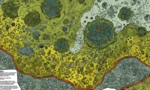 Imágenes microscópicas de líquenes rodeados de gráficos y diagramas ambientales.