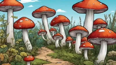 Un grupo de hongos con propiedades medicinales ambientadas en un fondo natural.