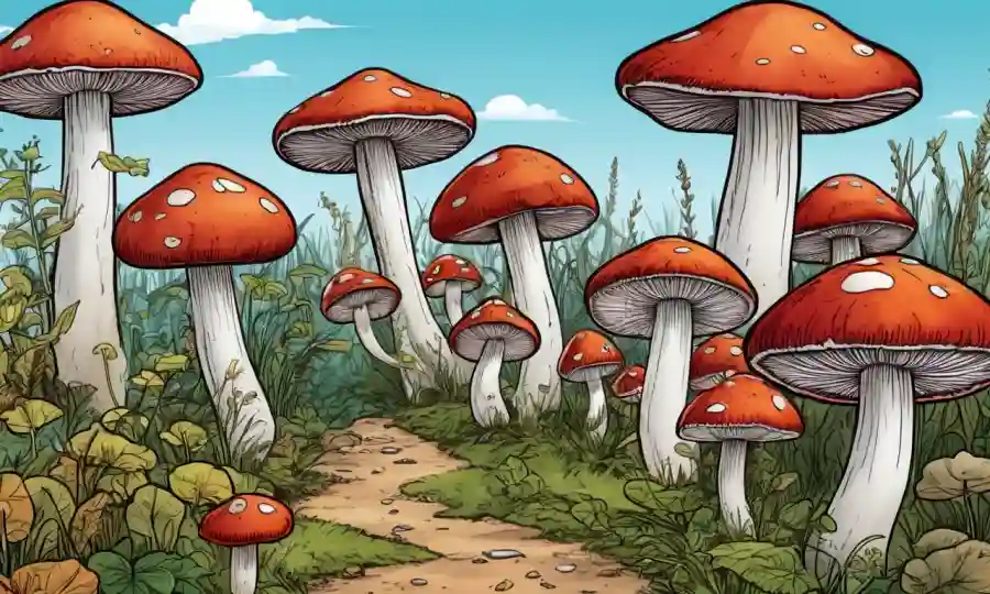 Un grupo de hongos con propiedades medicinales ambientadas en un fondo natural.