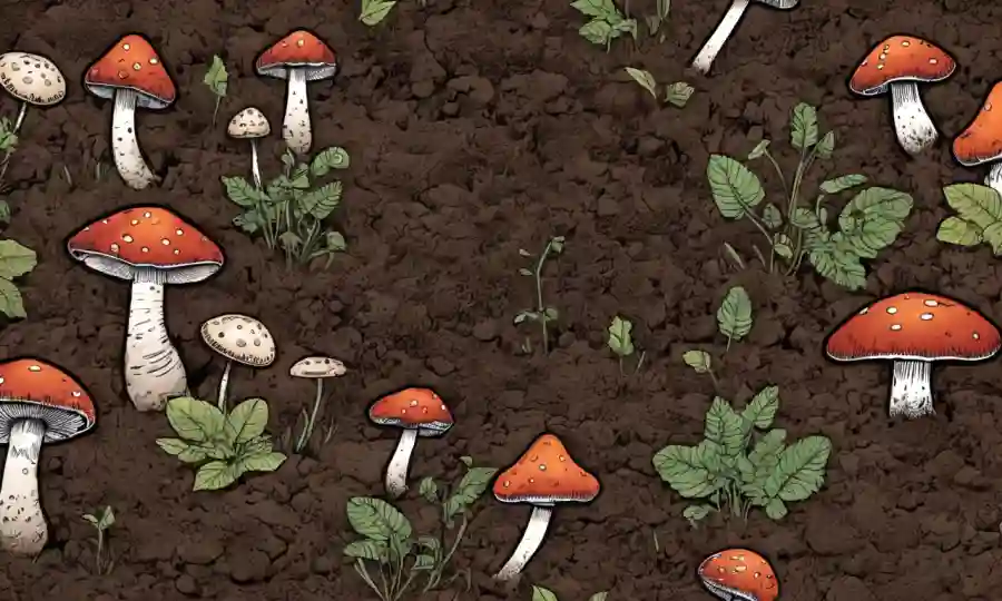 Las ilustraciones de setas sobre fondo del suelo, con efectos de cambio climático visuales alrededor.