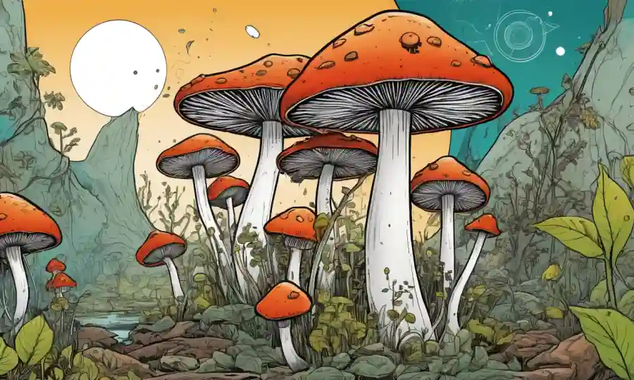 Setas rodeadas de formas abstractas y diagramas que ilustran el proceso de bioremediación.