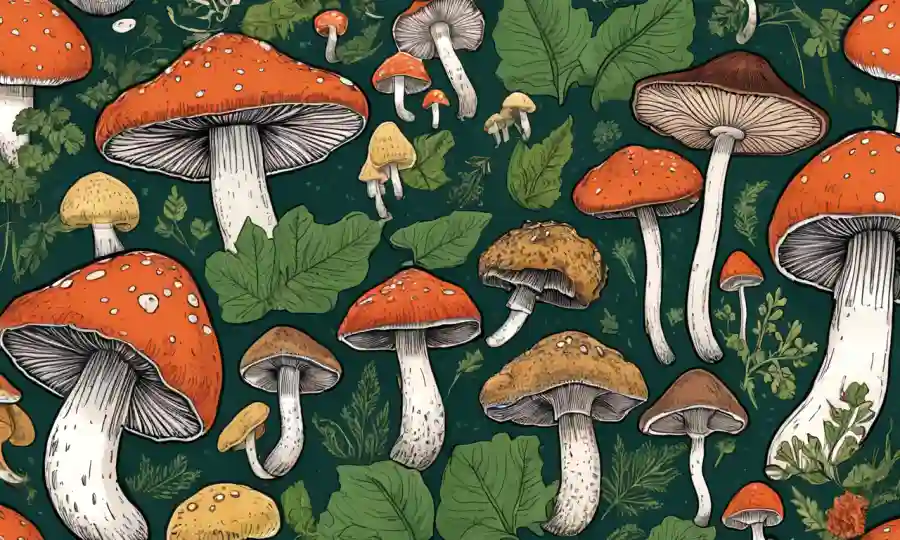 Una guía ilustrada destacando características e características de identificación de hongos comestibles.
