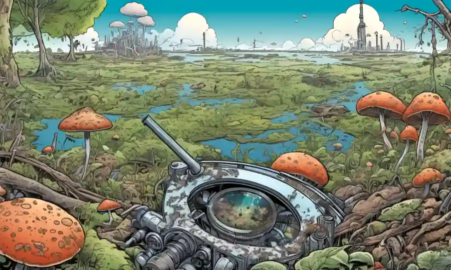 Una imagen de microscopio que muestra hongos que afectan la integridad del ecosistema en medio de la contaminación.