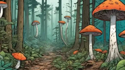 Un bosque lleno de hongos antes y después de la deforestación