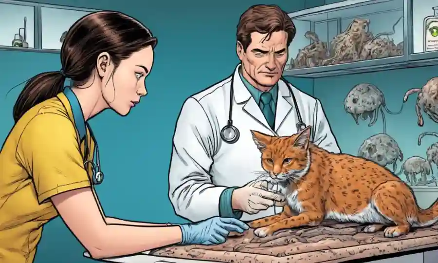 Un veterinario que examina una mascota afligida
