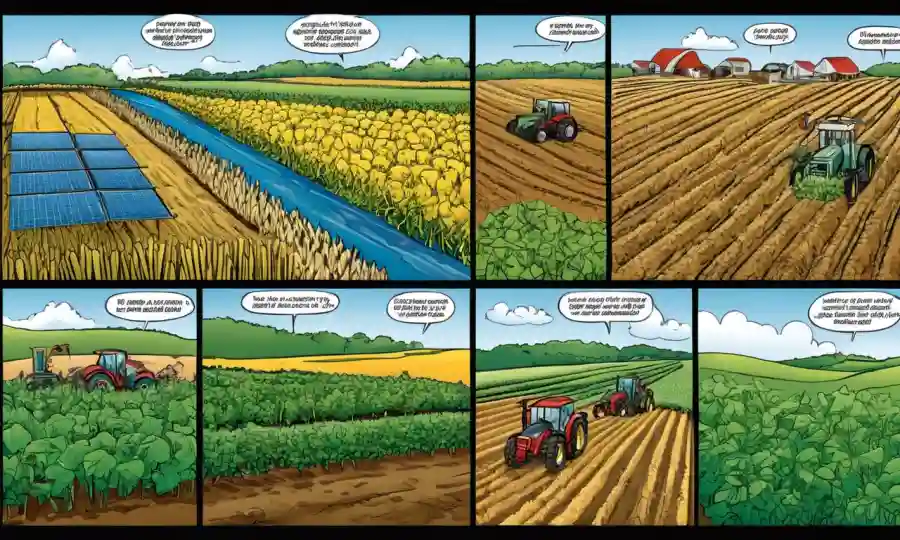 Gráficos y gráficos de datos que comparan los efectos de las prácticas agrícolas en los indicadores ambientales.