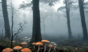 Fungi creciendo en medio de árboles