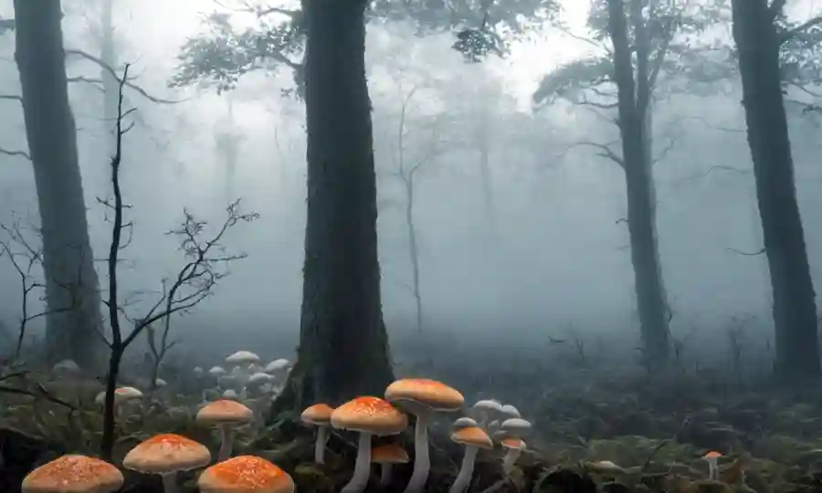 Fungi creciendo en medio de árboles