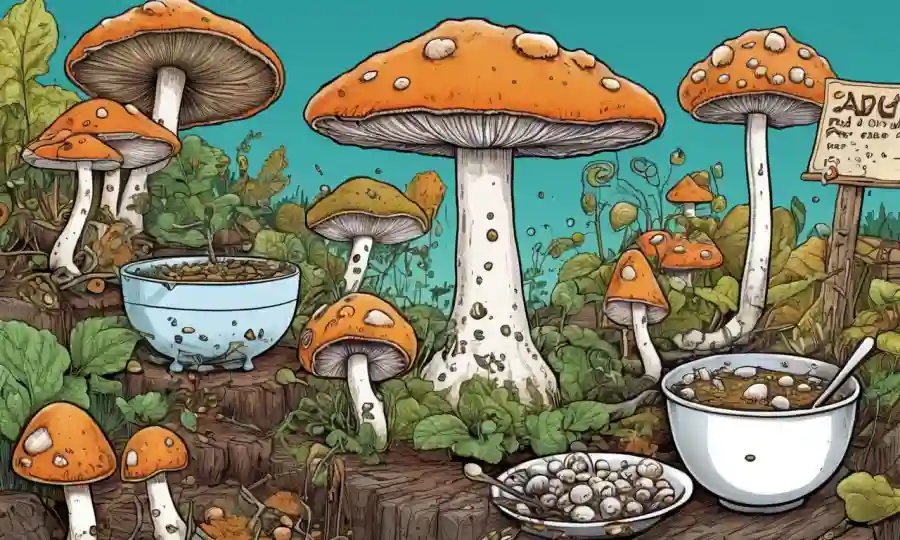 Fungi creciendo cerca de la comida