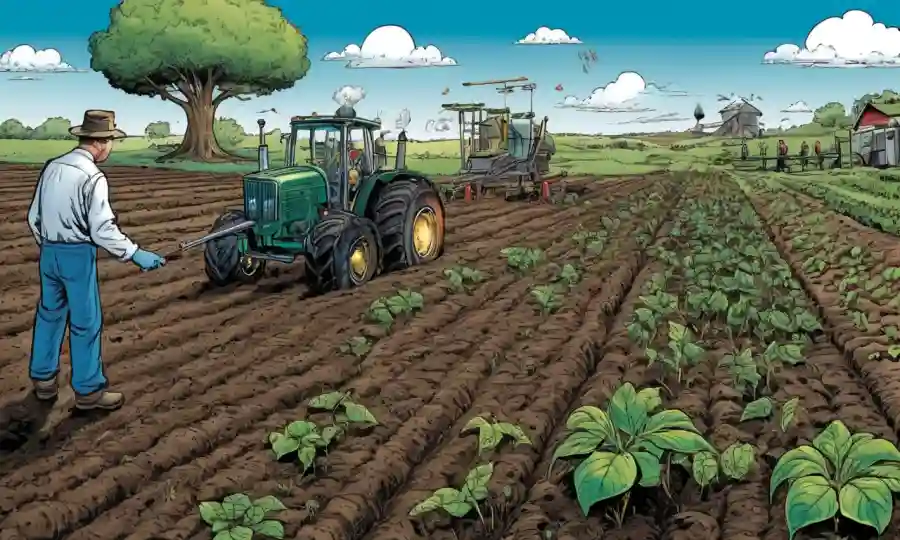 Imagen científica que combina manejo ecológico, salud del suelo y patógenos agrícolas.
