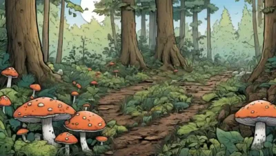 Planta forestal con tipos de hongos antes y después de la comparación del cambio climático.