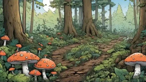 Planta forestal con tipos de hongos antes y después de la comparación del cambio climático.