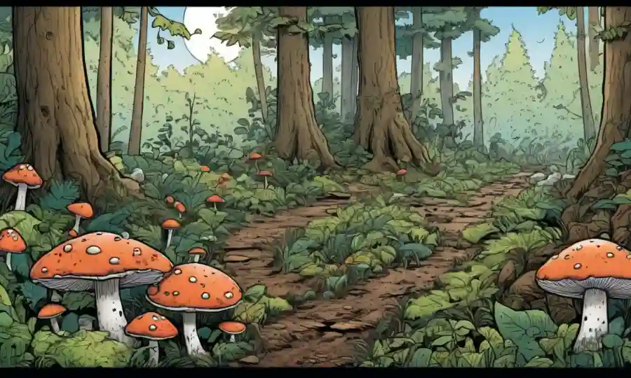 Planta forestal con tipos de hongos antes y después de la comparación del cambio climático.