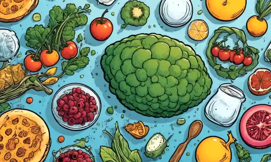 Un concepto de fusión que combina seguridad alimentaria, ética y responsabilidad ambiental representado por formas y símbolos superpuestos.