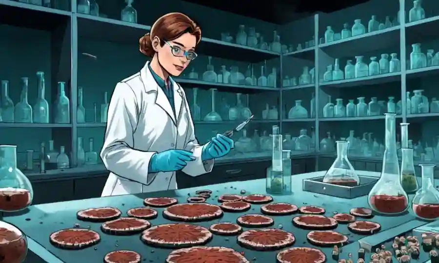 Un científico manejando muestras fúngicas en un laboratorio.