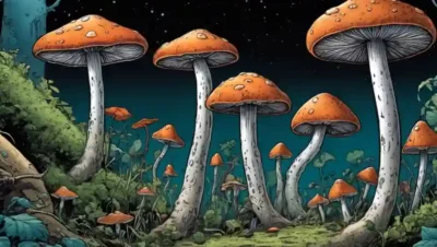Fungi creciendo en varias superficies bajo diferentes condiciones de luz.