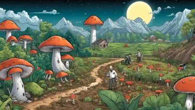 Terreno agrícola con hongos