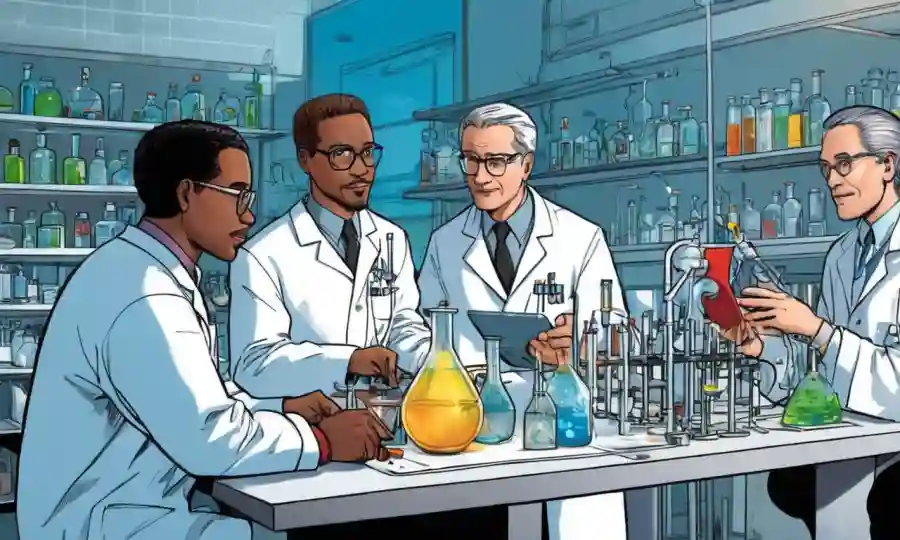 Científicos de diferentes países colaborando en proyectos de investigación en un laboratorio.