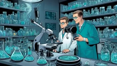 Un científico trabajando en un microscopio