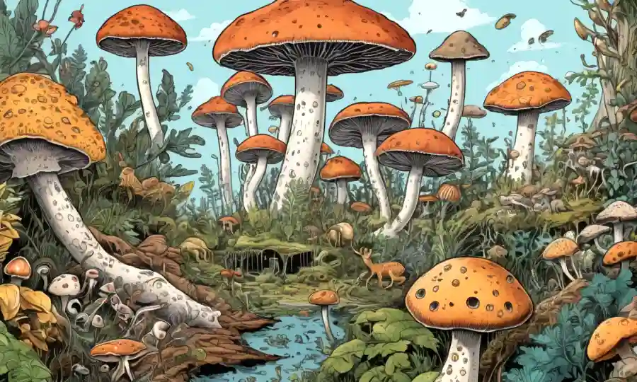 Fungi interactuando con organismos de diferentes reinos (animales