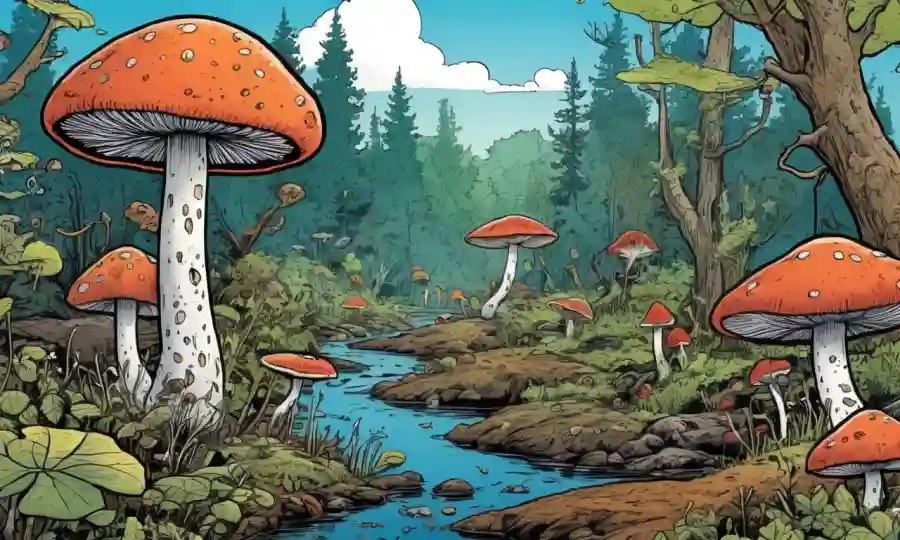 Fungi interactuando con diferentes ecosistemas, destacando su significado ecológico.