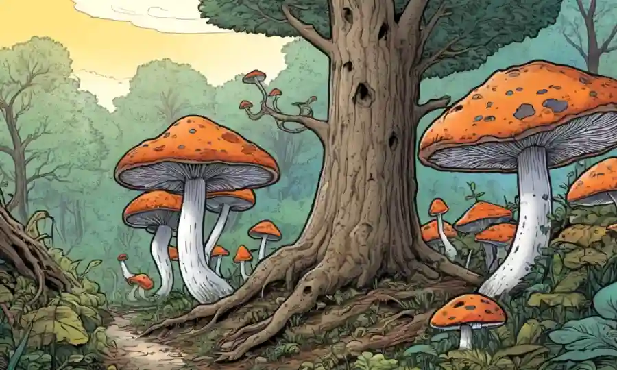 Fungi creciendo en árboles
